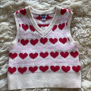 Old Navy Pink and Red Heart Sweater Vest